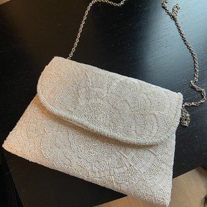 Lulus White Beaded Clutch Purse